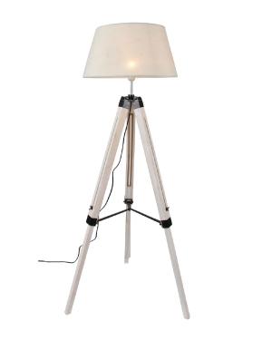 Lámpara de Pie Tripode Hierro/Madera Gris