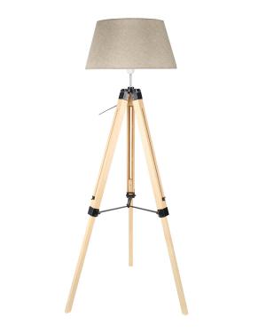 Lámpara de Pie Tripode Hierro y Madera