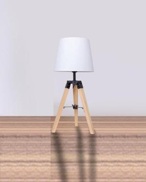 Veladora Tripode Hierro/Madera Clara Pantalla Blanca